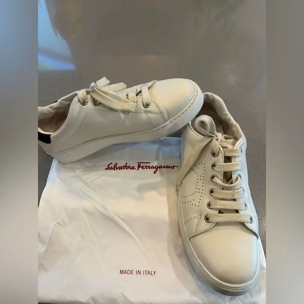 Salvatore Ferragamo White Sneakers Womens size 7